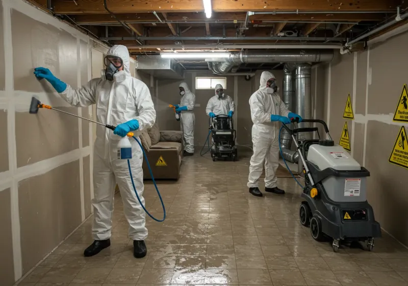 Basement Moisture Removal and Structural Drying process in East Bangor, PA